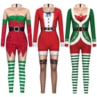 Модные рождественские карнавальные костюмы VIP для косплея для женщин, сексуальная форма, комбинезоны с принтом, цельные костюмы, Пижама, праздничный наряд