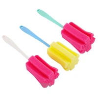 1pcs sponge cleaner long handle brush glass milk bottle cups brush kitchen cleaning tool wash cup sponge brush random color