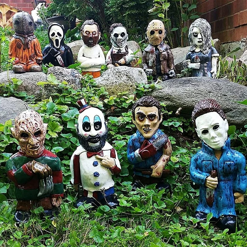 

New 1pcs Resin Zombie Horror Gnome Dwarf Figure Statue Sculpture Ornaments Garden Potted Plants Home Decor Halloween Prop