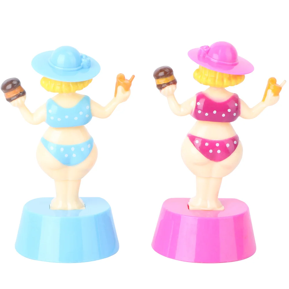 

2pcs Solar Dancing Bikini Girls Car Ornament Adornment Funny Swinging Dolls Car Decor Gift (Random Color)