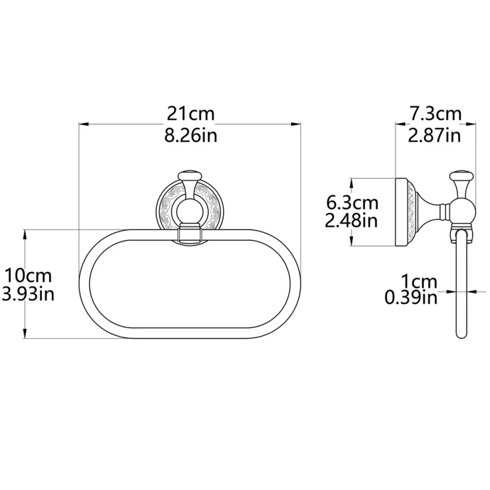 

Copper Towel Ring Oval Towel Rack Hook Modern Wall-mounted Towel Shelf Holder Towel Hanging Rack Retro Craft for Home Bathroom