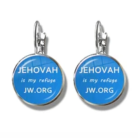 jehovah is my refuge jw org french hooks earrings 16mm glass cabochon earrings catholicism jewelry for women girls gift