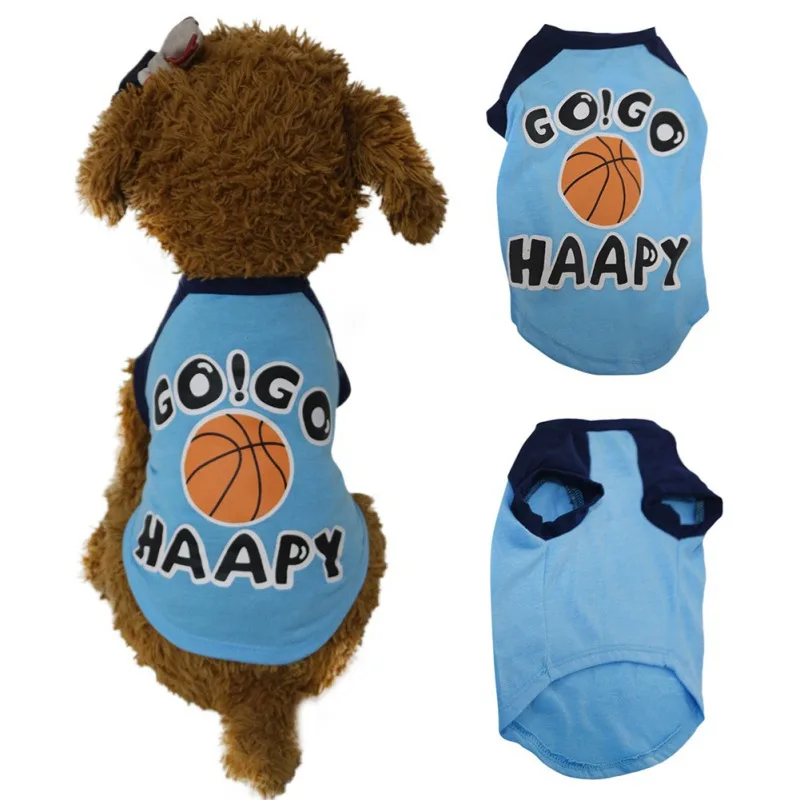 Летние футболка для собак Модные баскетбольные хлопковая жилетка Мягкие Удобные