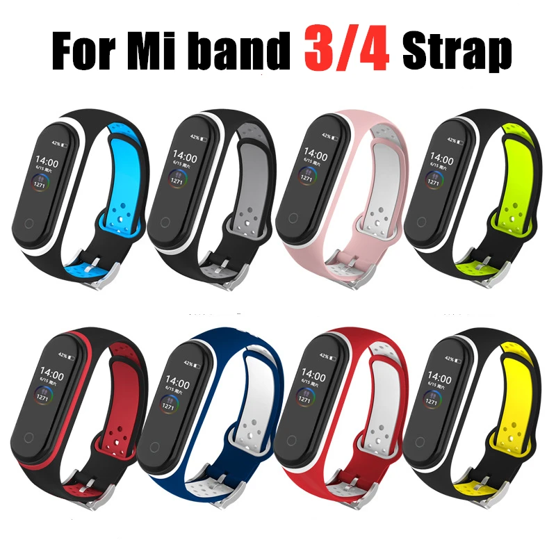 Для Xiaomi mi Band 4 ремешок Смарт аксессуары Замена водонепроницаемый двойной цвет силиконовый браслет для mi Band 4 NFC ремешок