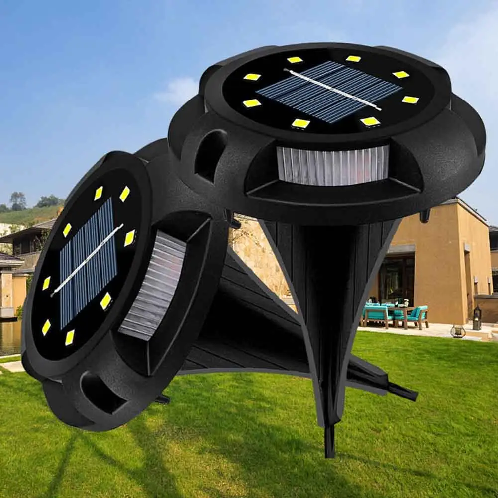 

8-LED Stainless Steel Solar Ground Buried Light Outdoor Garden Lawn Yard Lamp designed with auto-on dusk to dawn sensor system,