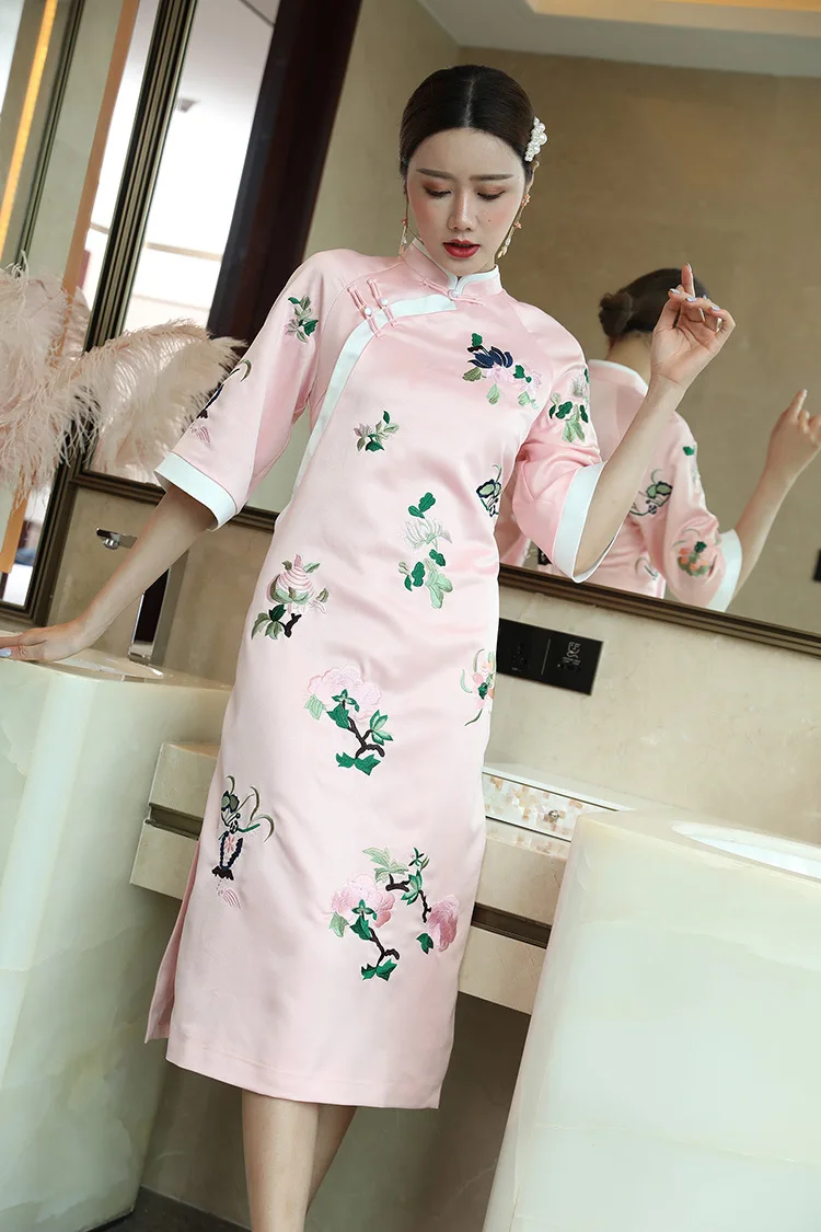 2021 платье qipao современное азиатское в стиле Ципао с вышивкой | Тематическая