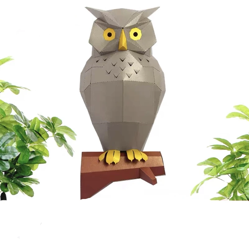 3D сова животные бумажная модель настенная Художественная Скульптура игрушка