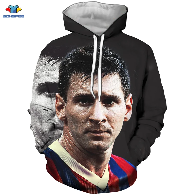 SONSPEE/Новинка Мужская толстовка с капюшоном Летняя мода Footbal Lionel Messi Толстовка