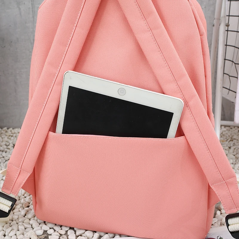 4 шт. рюкзак с мультяшным принтом в консервативном стиле холщовые однотонные