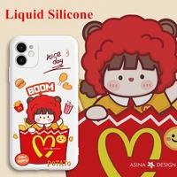 cute anime case for iphone 11 12 pro max soft liquid silicon girl cover for iphone xs max case couple 6 7 8 plus funda for women
