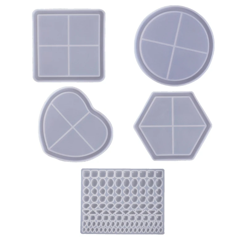 

5 Pcs Handmade Mosaic-Coasters for Drinks Resin Casting Molds DIY Round Mosaic-Stone Coaster Silicone Resin Mold Craft Tools