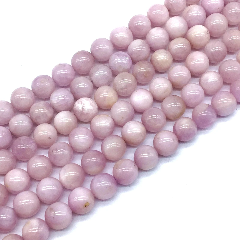 Высокое качество натуральный кунцит камни круглая гладкая бусина 100% цвет без