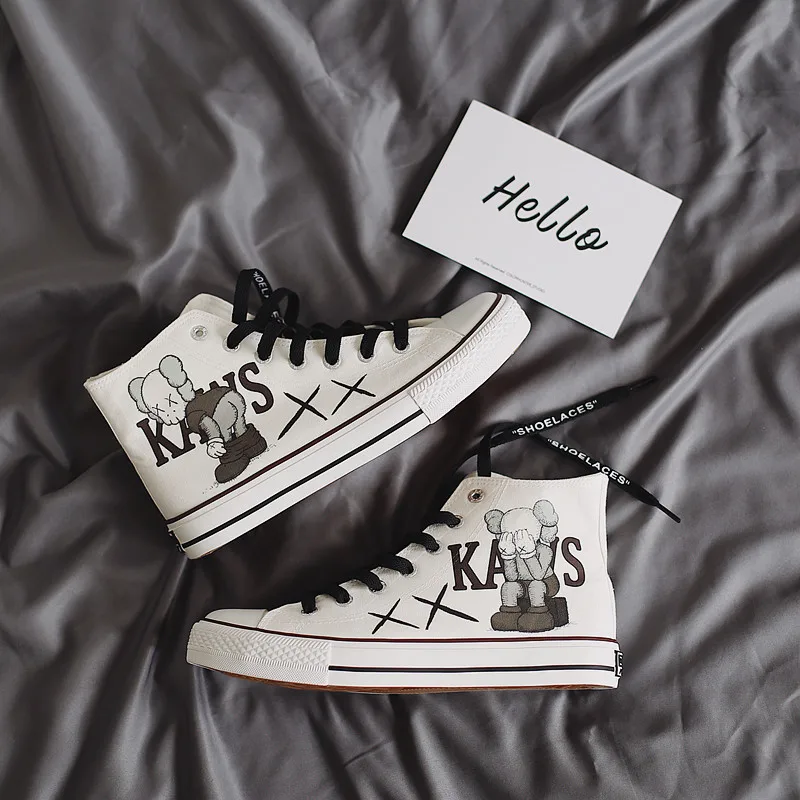 

Hand-painted High-top Canvas Shoes Flat Graffiti Couple Casual Sneakers Student Women Men's Shoes New Fashion Cartoon Animation