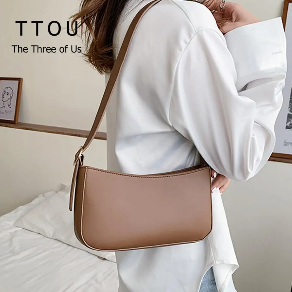 

Сумка на плечо женская из экокожи, однотонная Повседневная сумочка на молнии, офисный миниатюрный чемоданчик с кошельком для рук, в стиле ре...