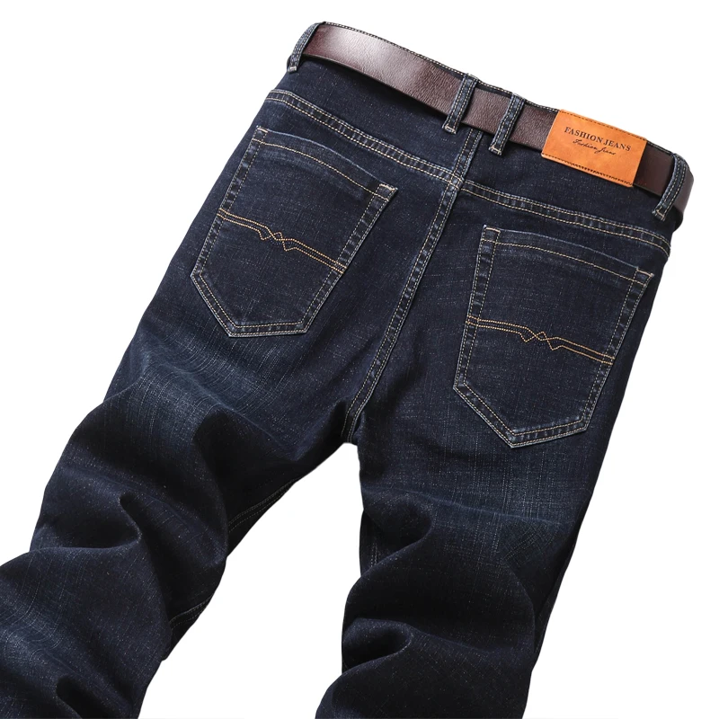 2020 Autumn and Winter New Men's Slim Business Jeans Fashion Casual High Quality Blue Black Denim Trousers Male Brand Pants | Мужская