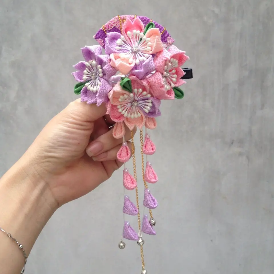 Заколка для волос Sakura tsuami zaiku kanzashi заколка с кисточками Кимоно японской гейши