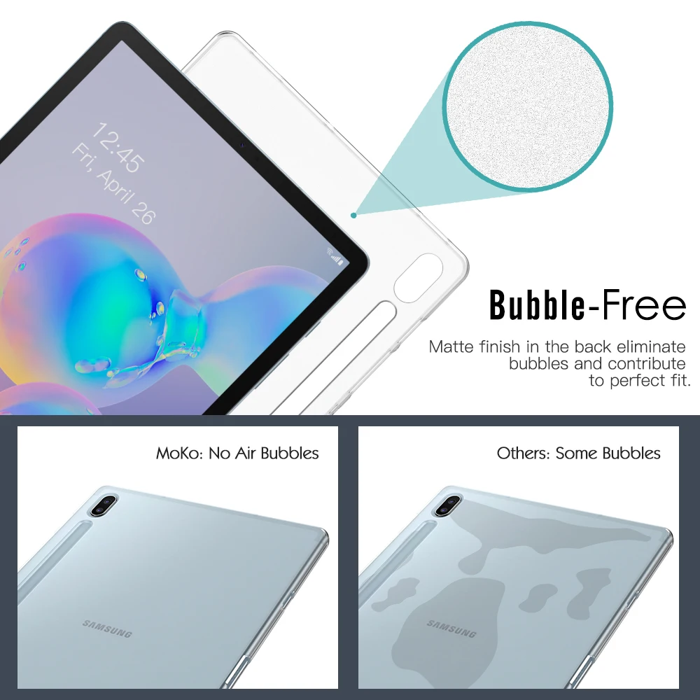 Чехол MoKo для Samsung Galaxy Tab S6 10,5, прозрачный захват Мягкие гибкие прозрачные ТПУ кожи Противоударная защита задней крышки