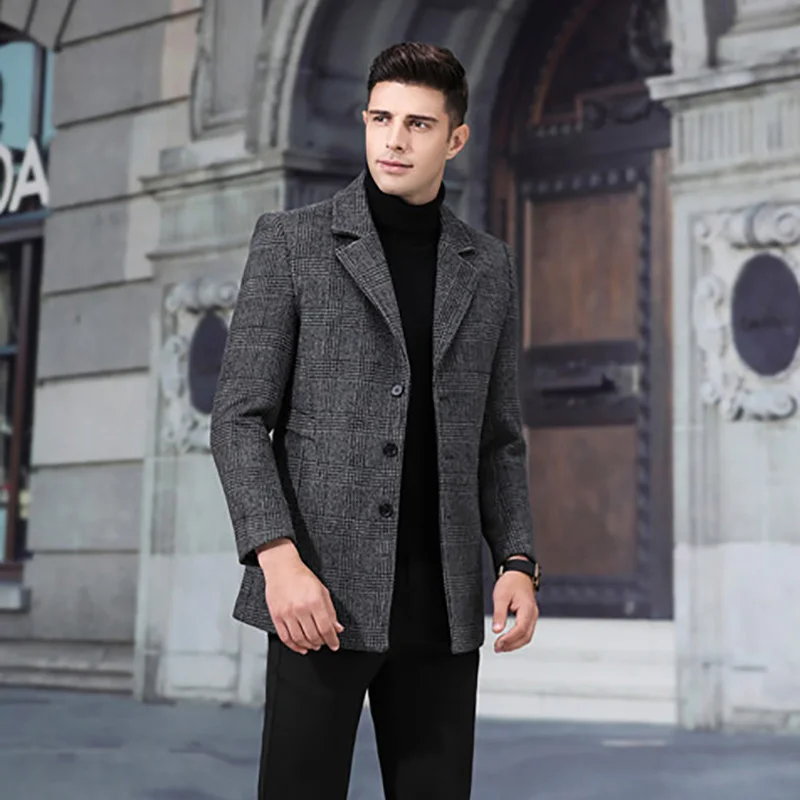 Мужской шерстяной Тренч Mirecoo длинное приталенное пальто модная ветровка