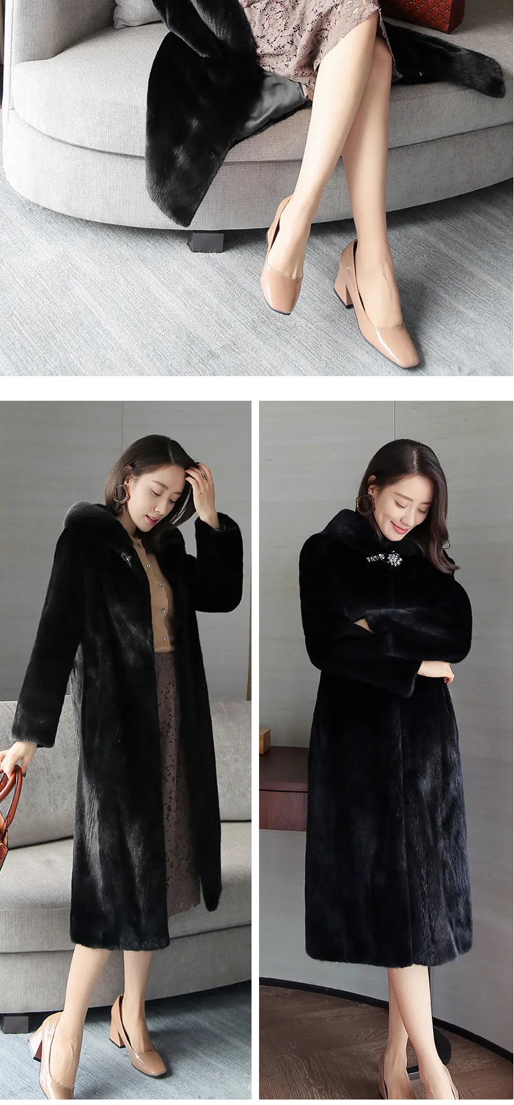 Natural Fur Coats Winter Women Mink Fur Coat Female Genuine Leather Jackets Ladies Oversize Warm Thick Detachable Long New