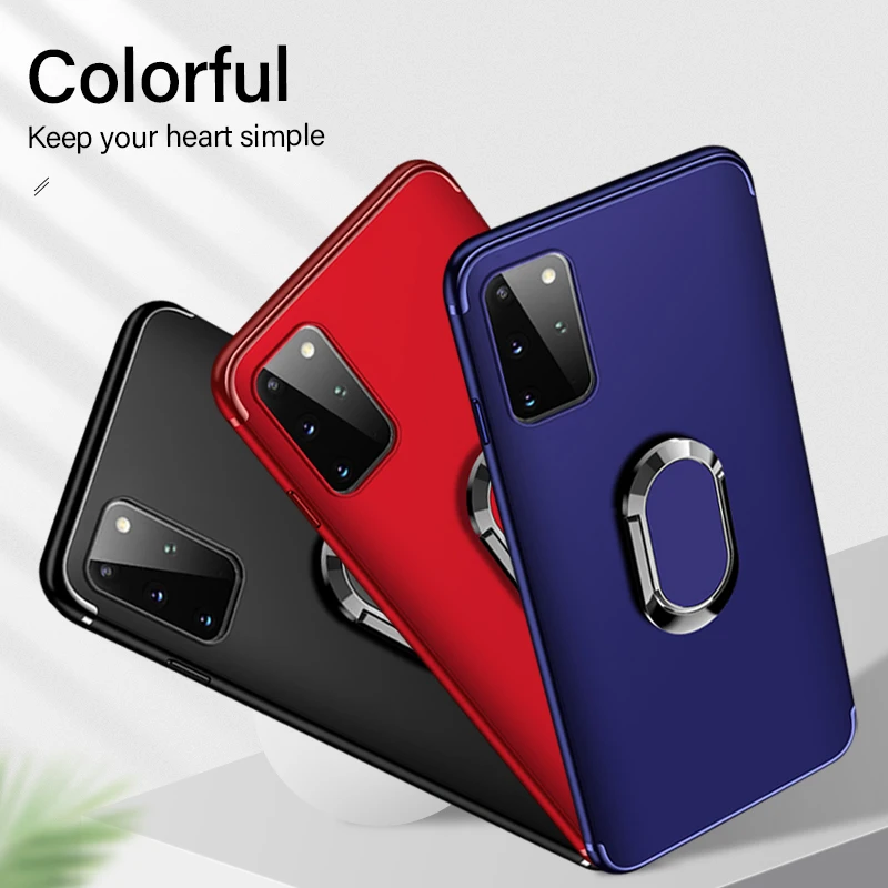 

Ultra-thin Magnetic Holder Silicone Phone Case For Samsung Galaxy S20 S10 5G S9 S8 Note 20 10 9 8 Plus Stand Ring Bracket Cover