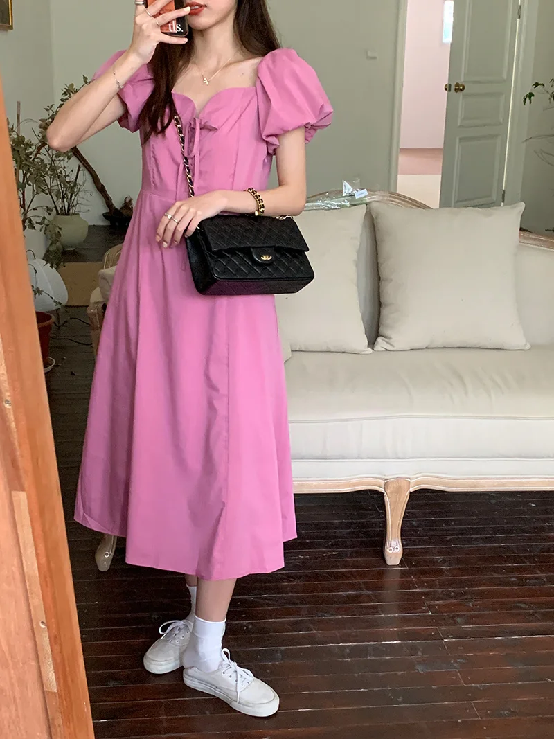 Темпераментное нежное платье женское Бандажное корейское тонкое облегающее