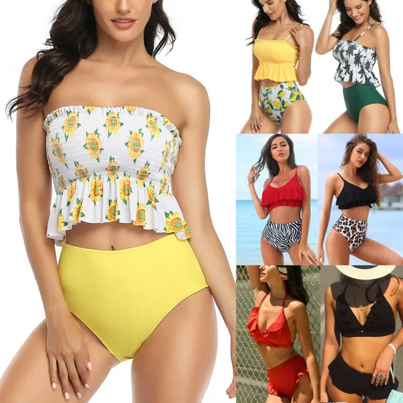 2020 летний сексуальный купальник бикини с кисточками и высокой талией из двух