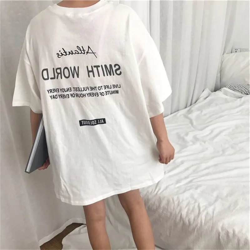 Женские футболки 2020 шикарная однотонная свободная футболка BF Ulzzang Топ Футболка