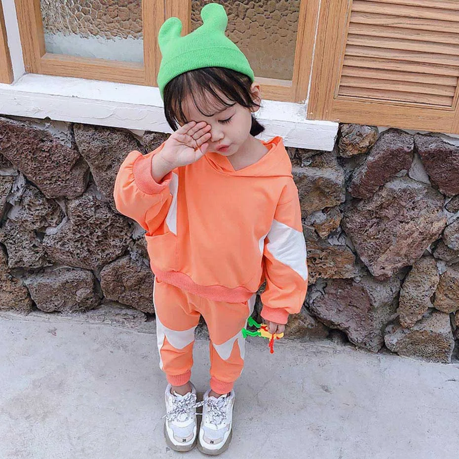 Одежда для малышей Лоскутные толстовки с капюшоном + штаны 2 предмета одежда