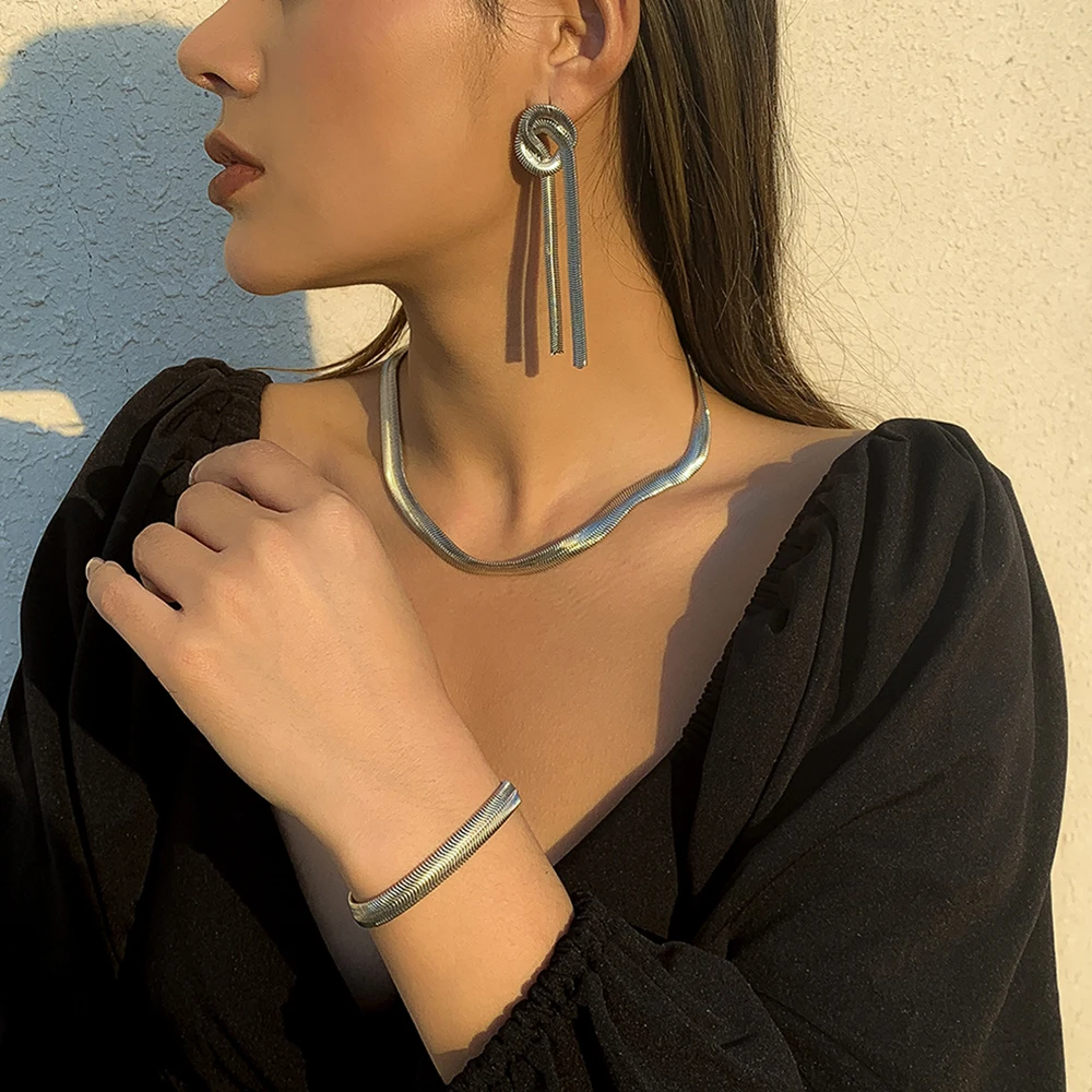 

Lacteo Gothic Flat Snake Chain Choker Necklaces Punk Gold Color Thick Chunky Clavicle Chain Necklace for Women/Men Jewelry Gifts