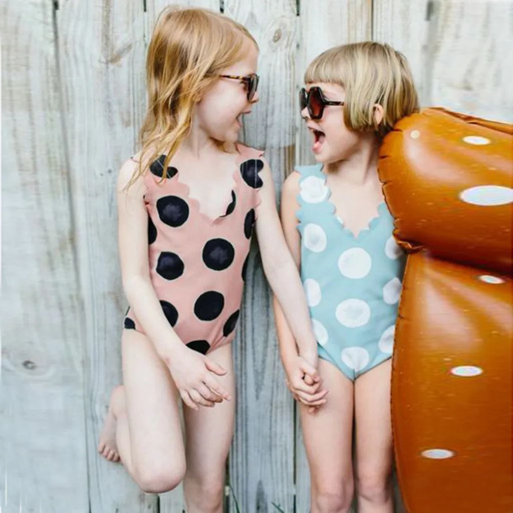 Новинка Купальник в горошек с оборками Купальный костюм Цельный купальник для