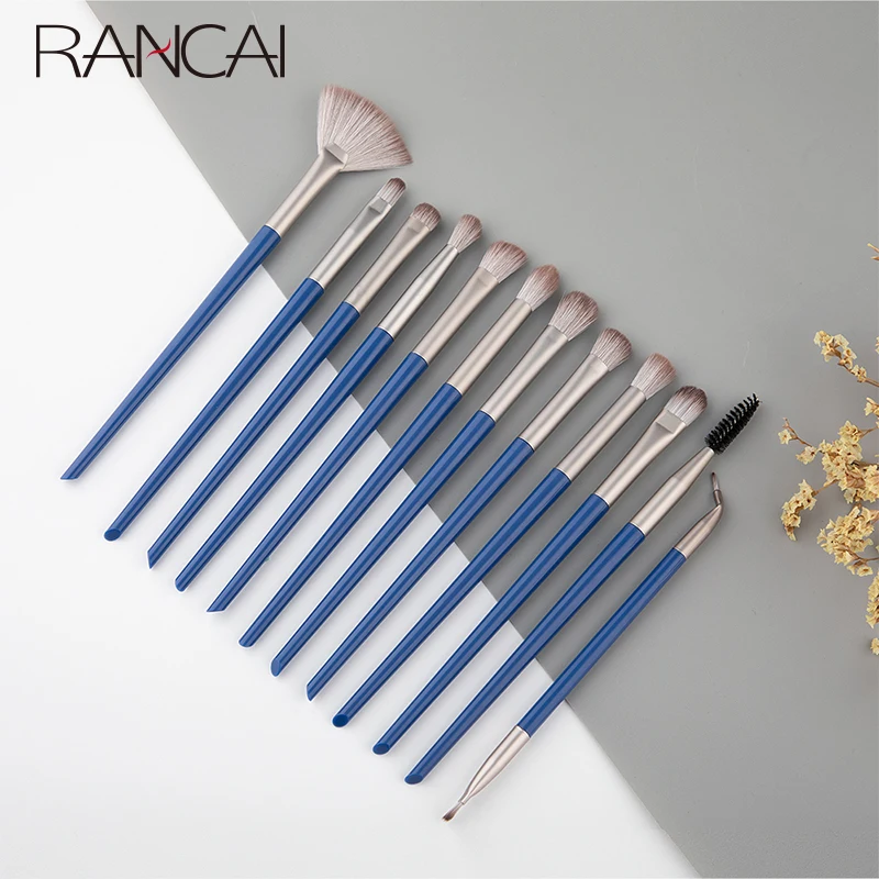 

RANCAI 12PCS Eyeshadow Makeup Brushes Blending Eyebrow Brush Eyeliner brush Wool Hair Small Fan Brush Cosmetic Tool