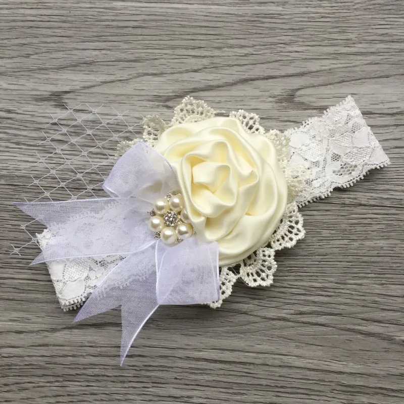 Милая повязка на голову с цветком Детские аксессуары для волос из кружева