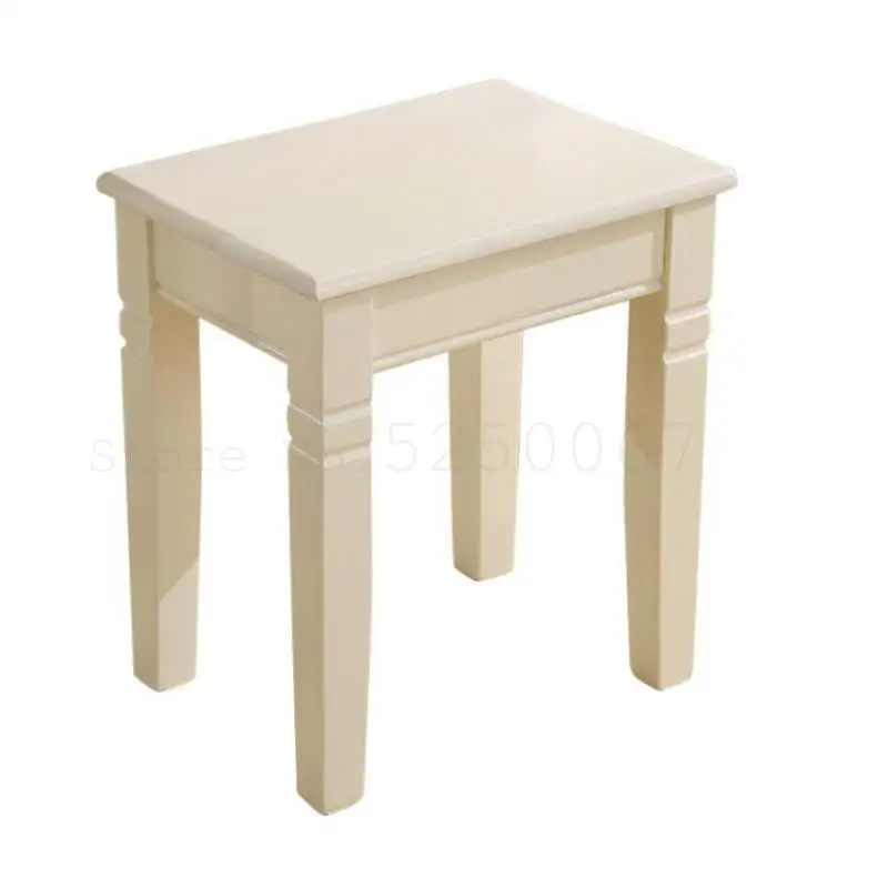 Небольшой квадратный стул из массива дерева Дубовая скамейка белый Сельский