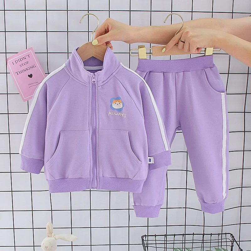 New Spring Autumn Baby Girls Clothes Children Fashion Cotton Jacket Pants 2Pcs/Set Toddler Sports Casual Costume Kids Tracksuits