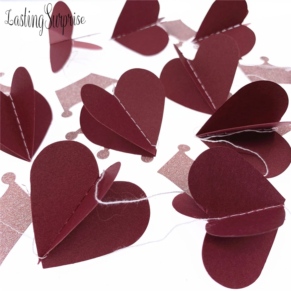 2 м Корона и 3D сердце день рождения стреймер блестящая бумага венок принцессы Girl 16