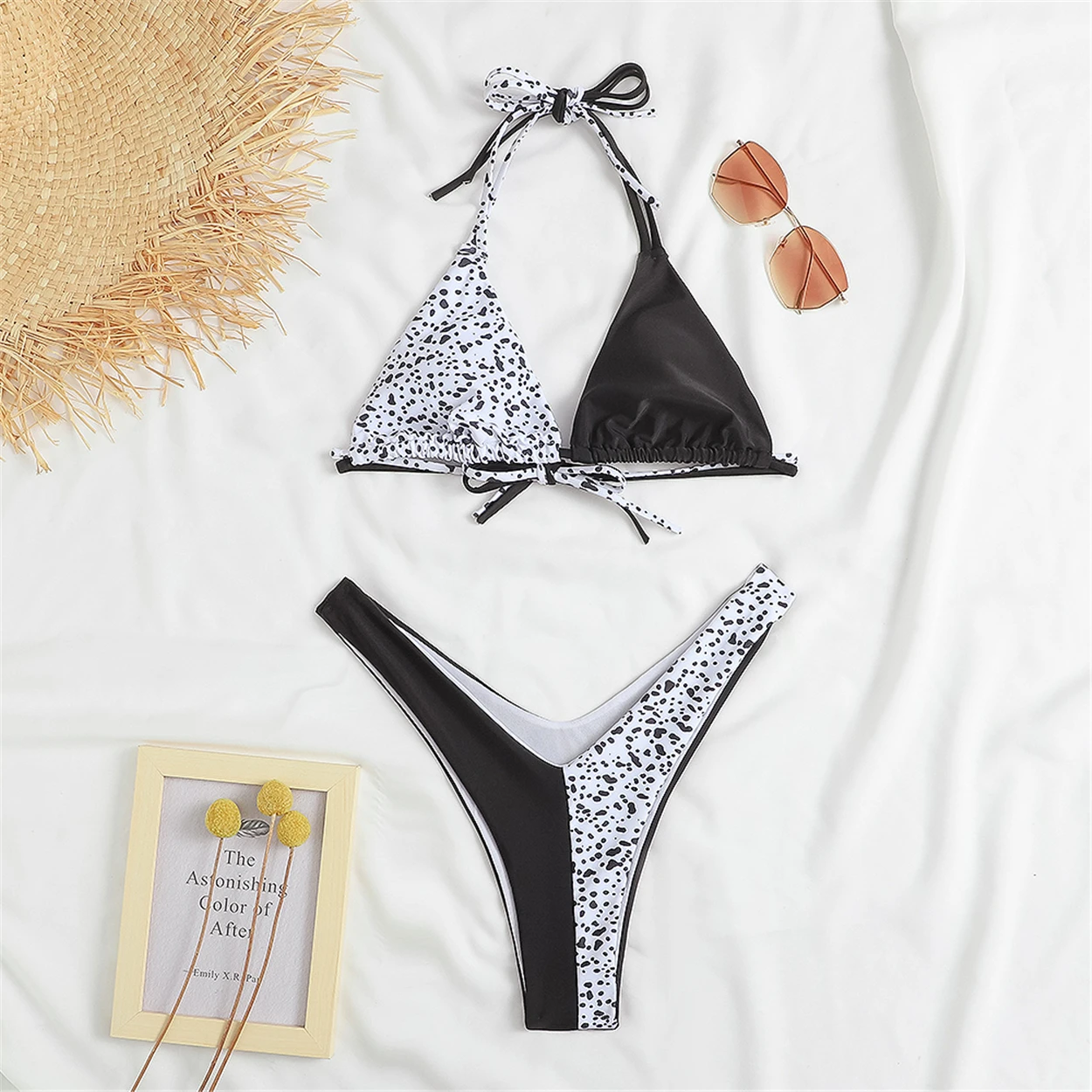 

Женский раздельный купальник с жемчужинами, розовый цвет, новинка 2020, комплект бикини с пуш-ап, купальные костюмы с перекрестной шнуровкой, ...