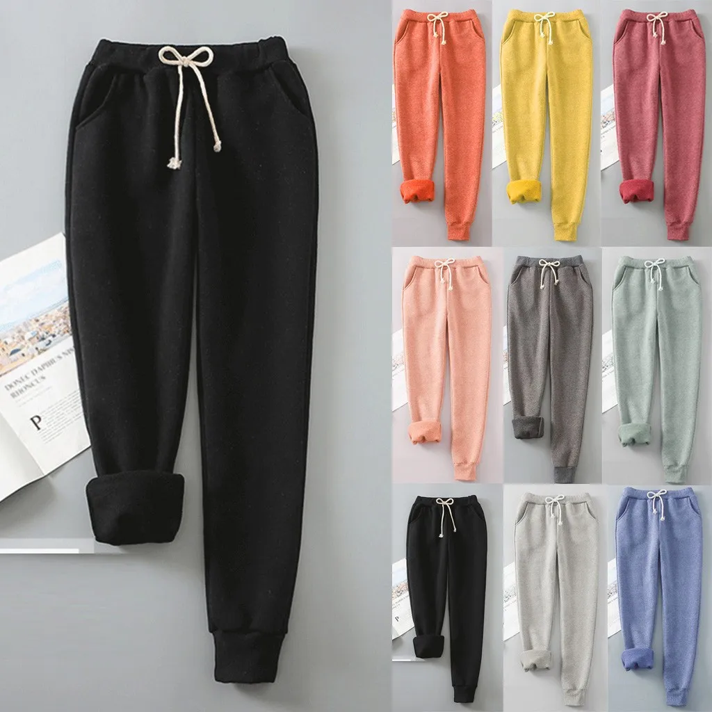 Осень 2020 женские повседневные спортивные штаны для тренажерного зала флисовые