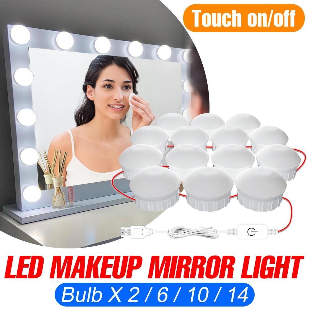 

DC5V LED Bulb Hollywood Makeup Mirror Vanity Light Bulb Touch Dimming Bulbs USB Cosmetic Lamp Bathroom Dressing Table Lighting