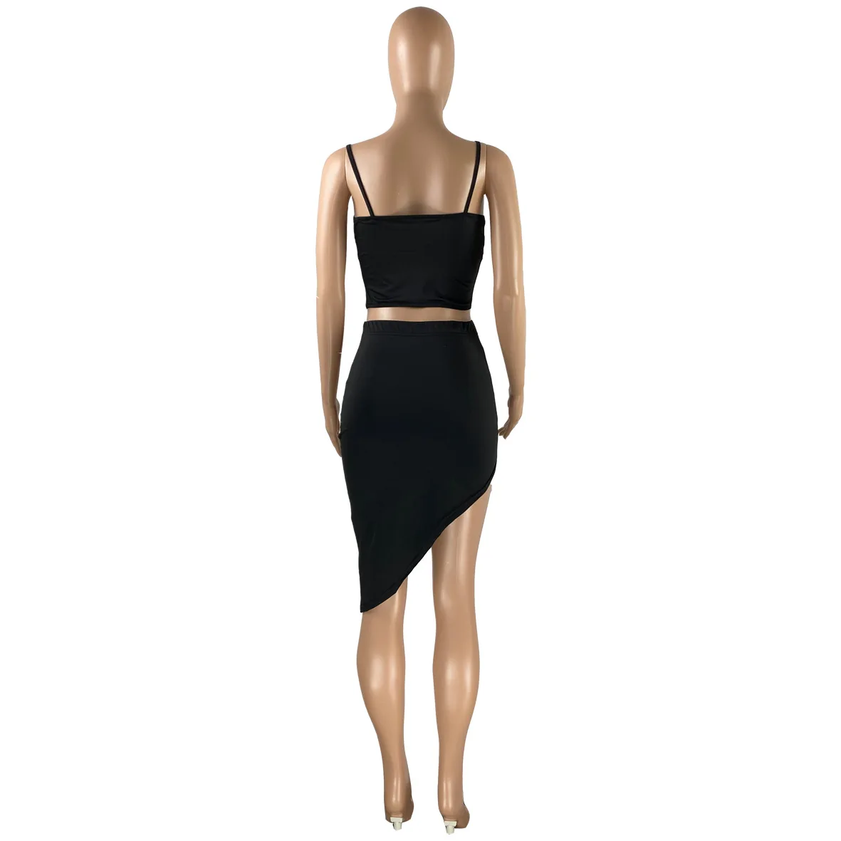 

Women's sexy V-neck sling mesh perspective wrapped chest bag hip skirt nightclub two-piece set 2021 new model