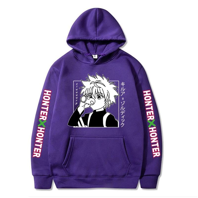 

Japanese Anime Funny Killua Eyes Killua HxH Hoodies 2020 Winter Japan Style Hunter X Hunter Sweatshirts Streetwear for Women/men