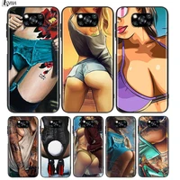 Summer Sexy Girl Bikini For Xiaomi Redmi K30 K30S 10T Lite Pro Poco NFC Pro Black Phone Case Cover
