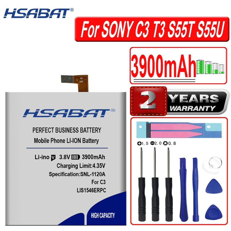Аккумулятор HSABAT 3900 мАч LIS1546ERPC для Sony Xperia C3 T3 S55T S55U D2502 D2533 M50W D5103|mobile phone battery|battery