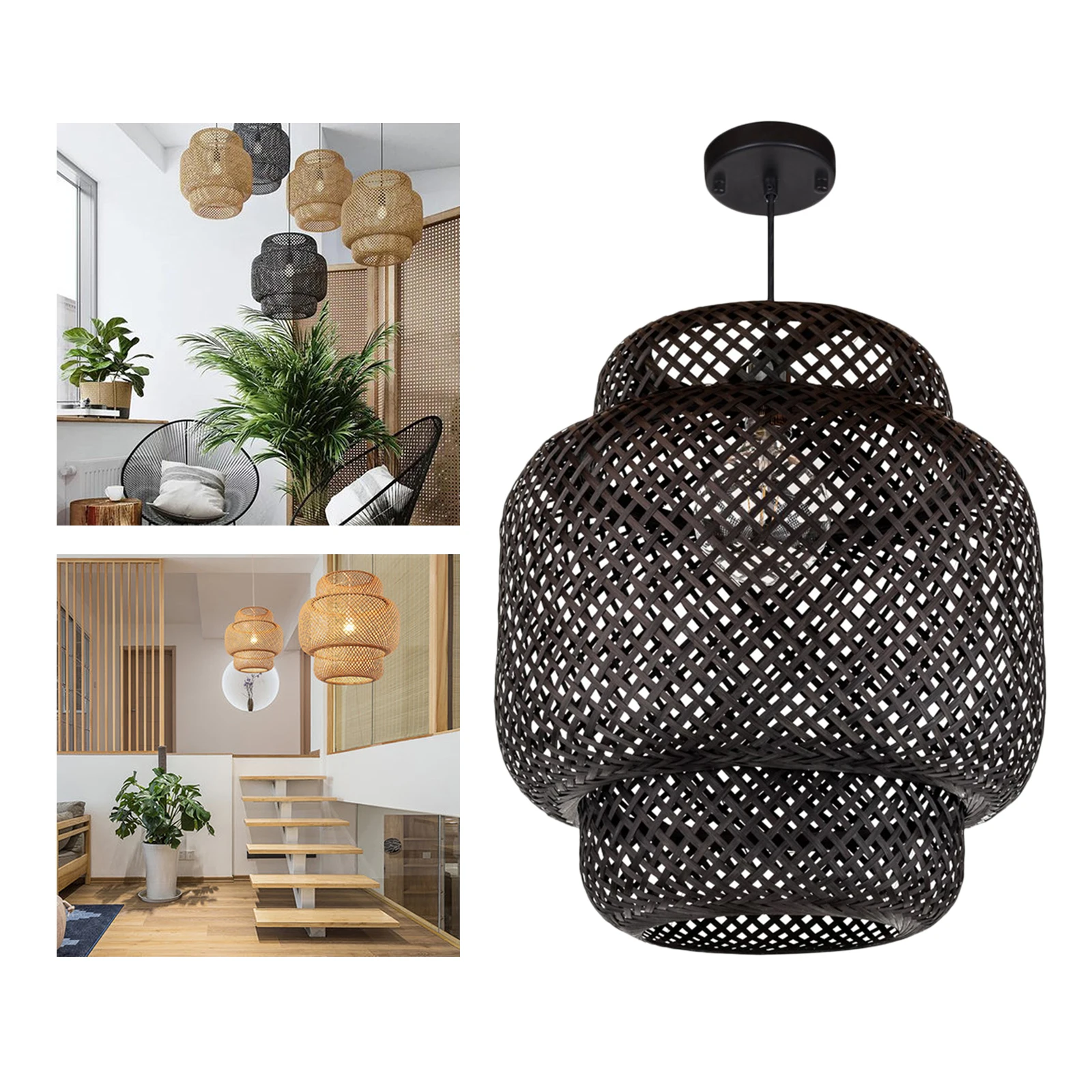 Rattan Wicker Lamp Shade Retro Decor Light for Table Modern Handmade Woven Floor Cover Bedroom Living Room | Освещение