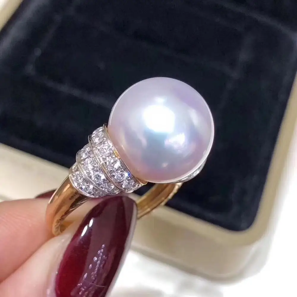 Женское кольцо с жемчугом из серебра 922 пробы натуральным пресноводным 10-11 мм 925 |