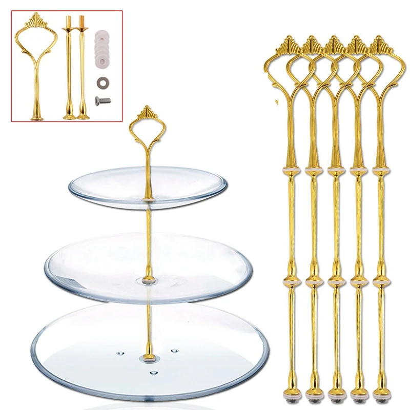 

3 Tier golden Cake Stand(5 SETS) Holder,Crown