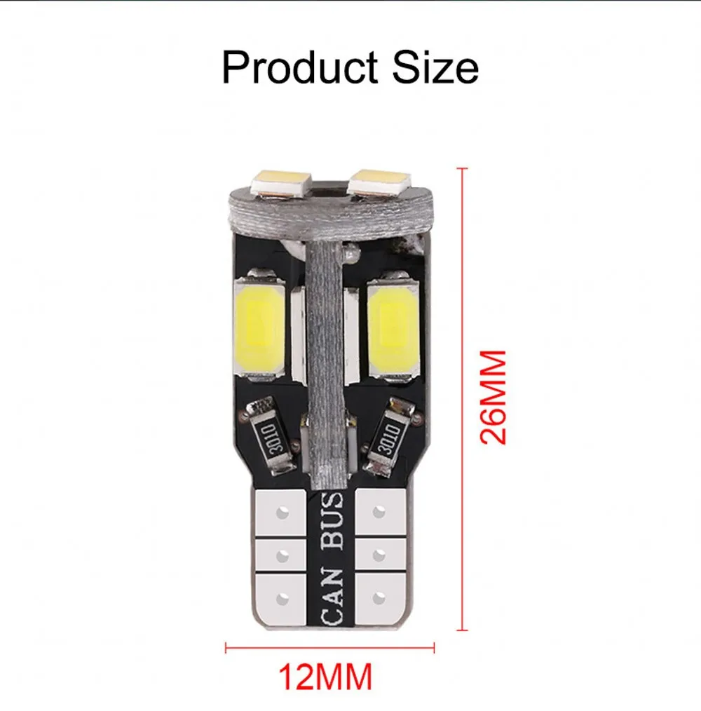 20 шт./лот Canbus T10 5630 5730 10 SMD светодиодные лампы W5W 194 для автоматического чтения