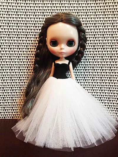Кукла Blyth одежда черно-белое балетное платье для Барби, ob24, azone, Blyth bubble юбка кукла 1/6 Аксессуары Одежда - Цвет: long dress