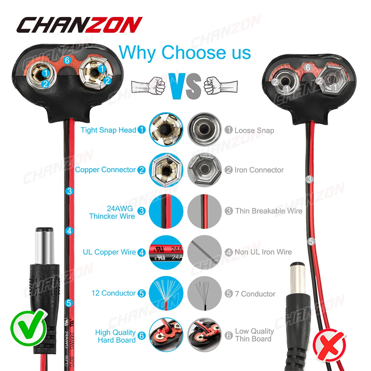 5 stücke 9 v batterie power dc stecker jack männlichen arduino snap clip adapter 9 v draht halter kabel 9volt d c blei buchse stecker barrel