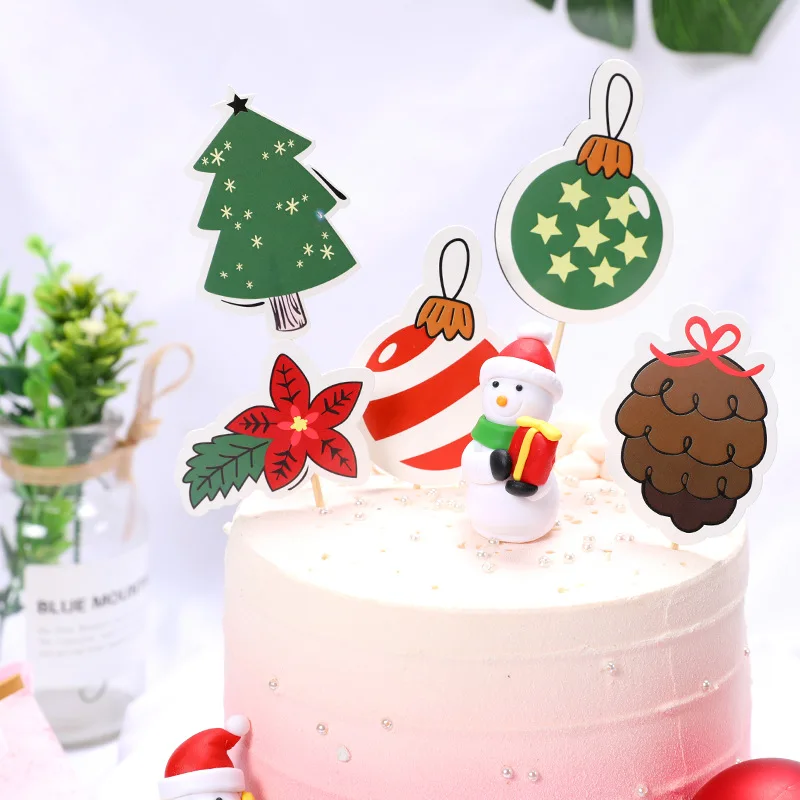 Рождественские украшения торта топперы лося колокольчик мультфильм DIY