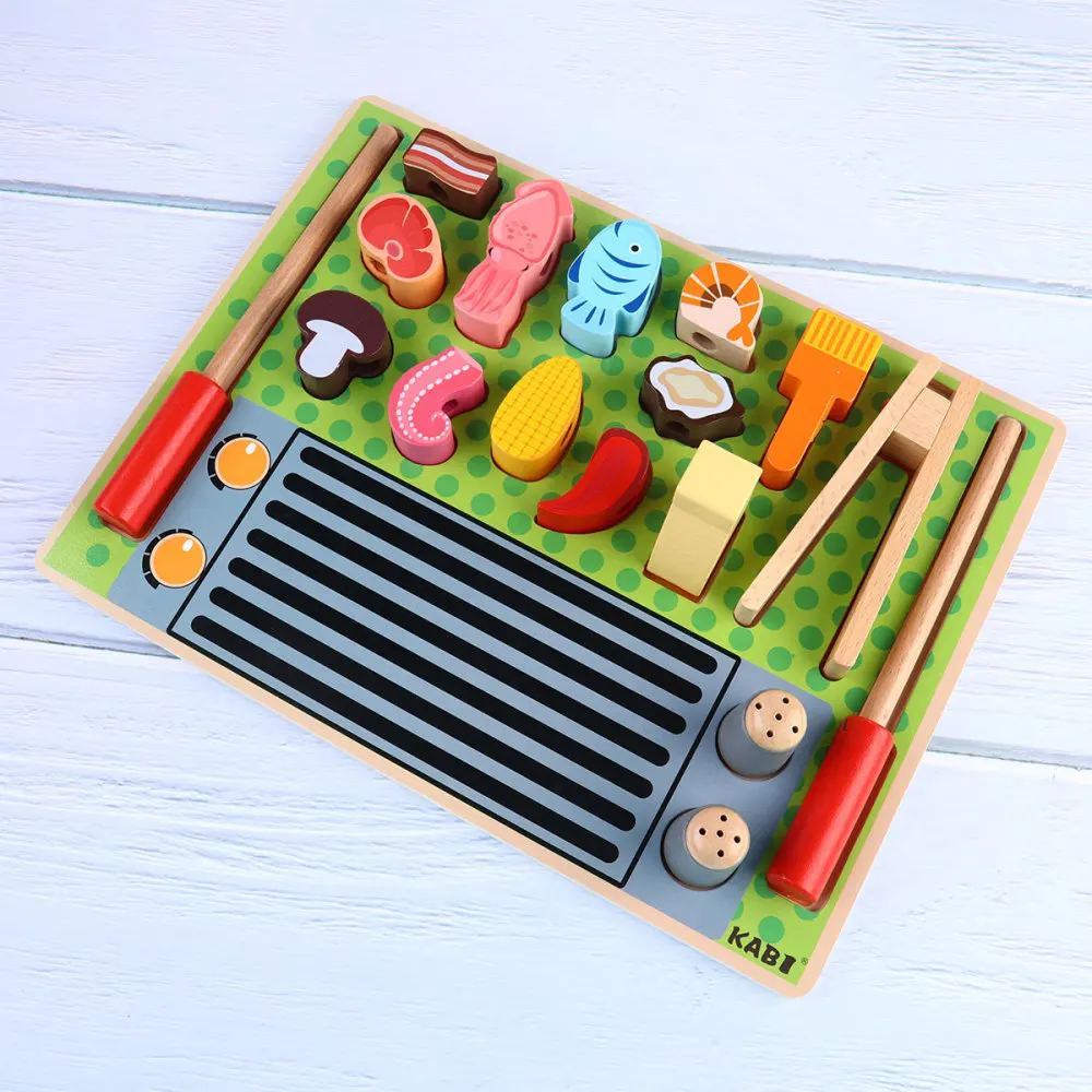 

Kid Barbecue Wooden Emulational Barbecue String Children's Educational Toys for Girl Boy (Pairing Board)